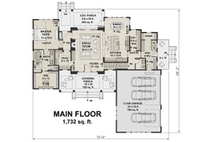 Floor Plan - Main Floor for Farmhouse House Plan #51-1130 - 4 bed, 3.5 bath