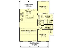 Floor Plan - Main Floor for Farmhouse House Plan #430-227 - 2 bed, 2 bath