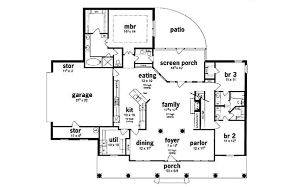 Southern Floor Plan - Main Floor Plan #36-194