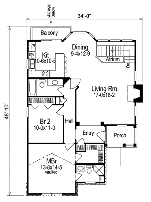 Cottage Floor Plan - Main Floor Plan #57-309