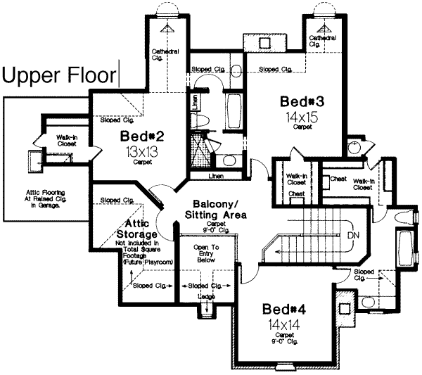 European Floor Plan - Upper Floor Plan #310-135