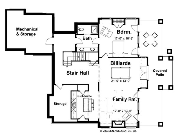 Craftsman Floor Plan - Lower Floor Plan #928-7