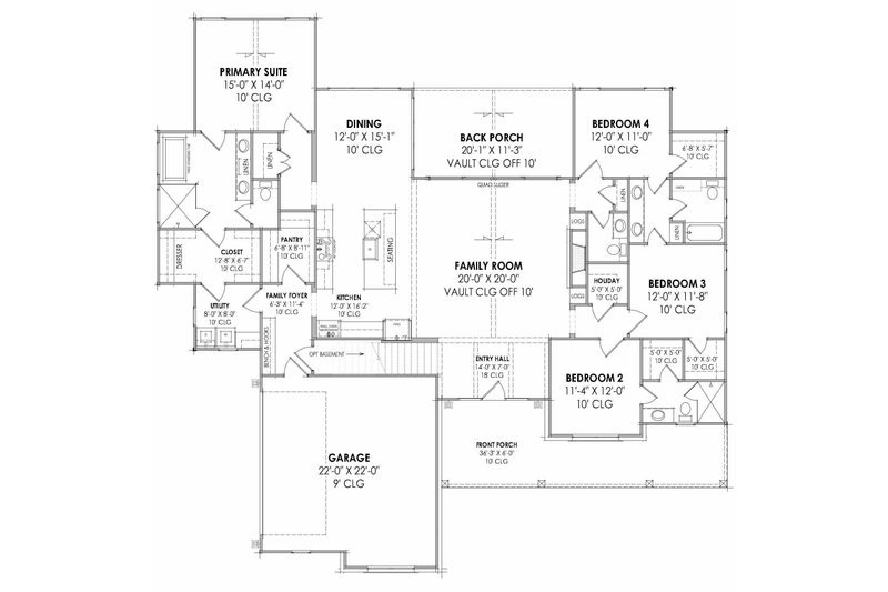 Architectural House Design - Floor Plan - Main Floor for Farmhouse House Plan #1096-147 - 4 bed, 3.5 bath