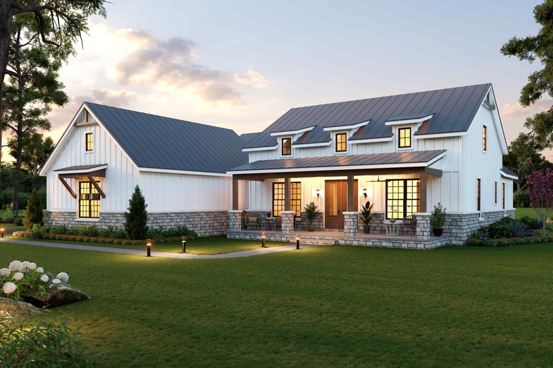 House Blueprint - Exterior - Front Elevation 3 for Farmhouse House Plan #932-1464 - 3 bed, 3.5 bath