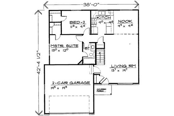 Floor Plan - Main Floor for Ranch House Plan #308-166 - 4 bed, 2 bath