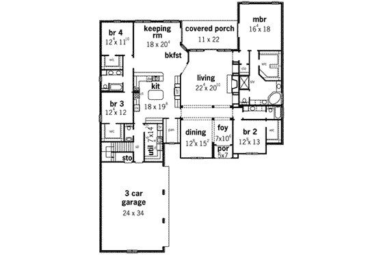 Floor Plan - Main Floor for European House Plan #16-314 - 4 bed, 4.5 bath