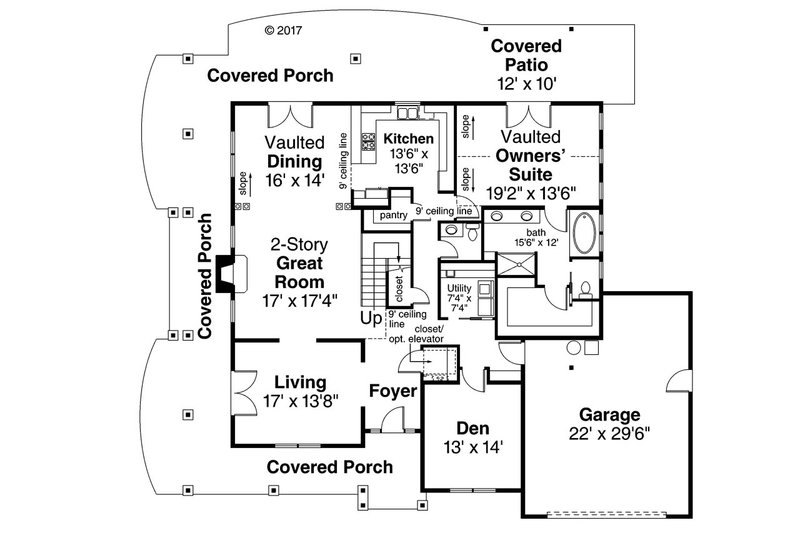 Architectural House Design - Floor Plan - Main Floor for Country House Plan #124-1067 - 4 bed, 3.5 bath