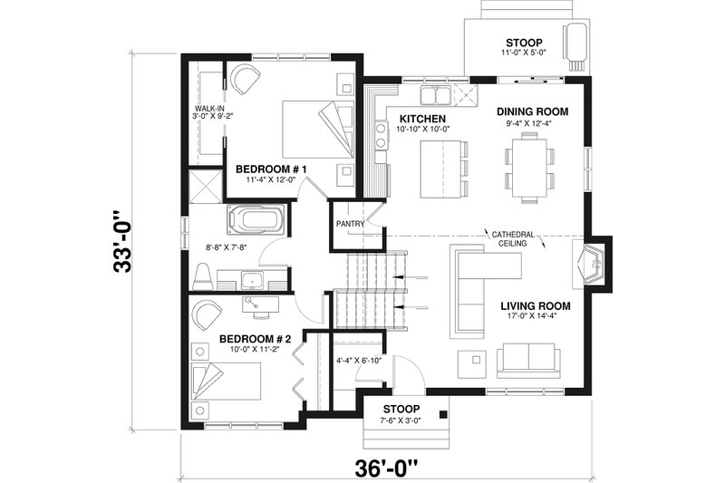 Dream House Plan - Floor Plan - Main Floor House Plan #23-138 - 2 bed, 1 bath