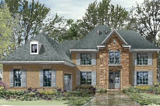 Exterior - Front Elevation for European House Plan #424-351 - 4 bed, 3.5 bath
