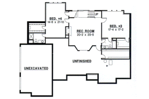 Floor Plan - Lower Floor for Traditional House Plan #67-381 - 4 bed, 4.5 bath