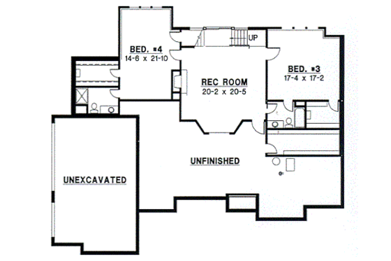 Floor Plan - Lower Floor for Traditional House Plan #67-381 - 4 bed, 4.5 bath