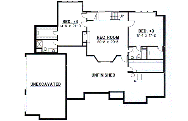 Traditional Floor Plan - Lower Floor Plan #67-381