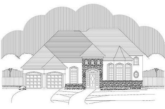 Exterior - Front Elevation for European House Plan #411-764 - 4 bed, 3.5 bath