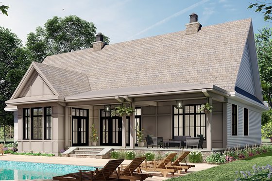 Exterior - Rear Elevation 1 for Farmhouse House Plan #51-1164 - 3 bed, 2.5 bath