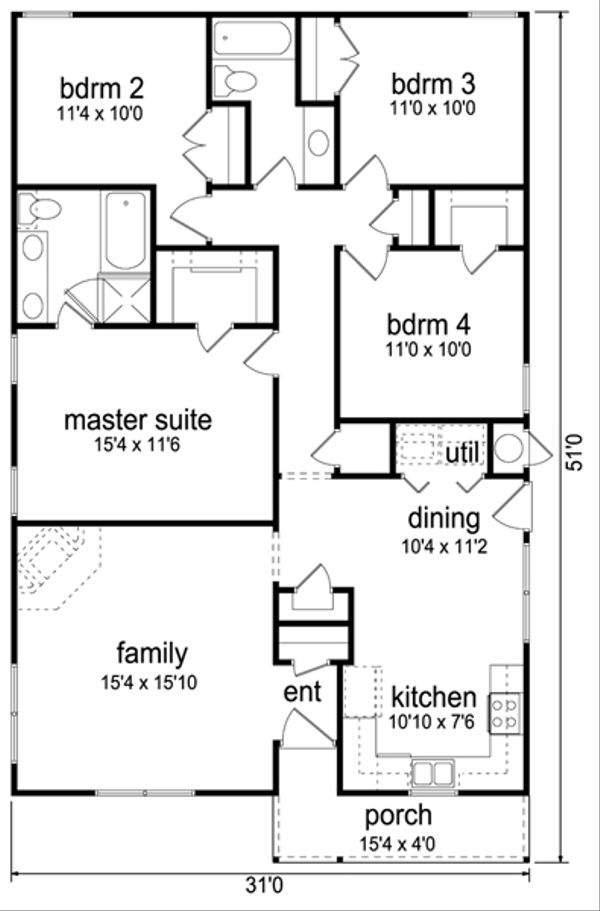 House Design - Cottage Floor Plan - Main Floor Plan #84-543