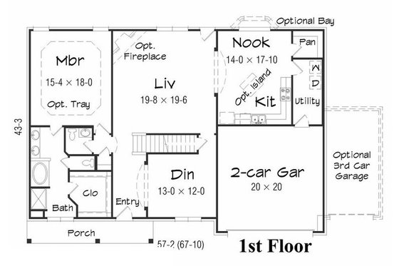 Floor Plan - Main Floor for Farmhouse House Plan #329-387 - 5 bed, 2.5 bath