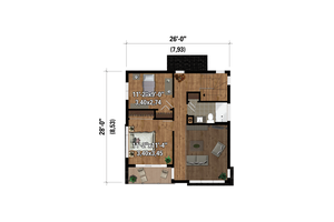 Floor Plan - Upper Floor for Cottage House Plan #25-4924 - 2 bed, 1.5 bath