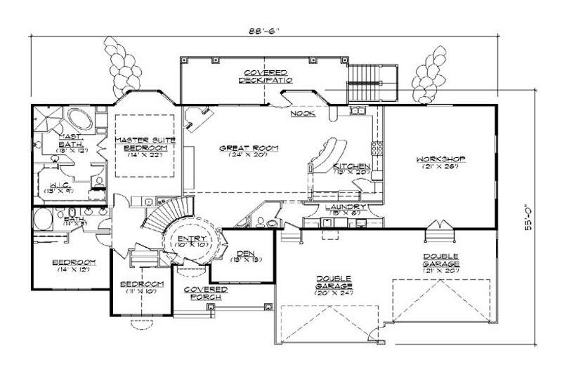 Home Plan - Floor Plan - Main Floor for Traditional House Plan #5-328 - 5 bed, 3.5 bath