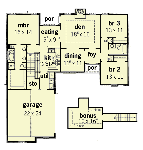 Traditional Floor Plan - Main Floor Plan #16-130