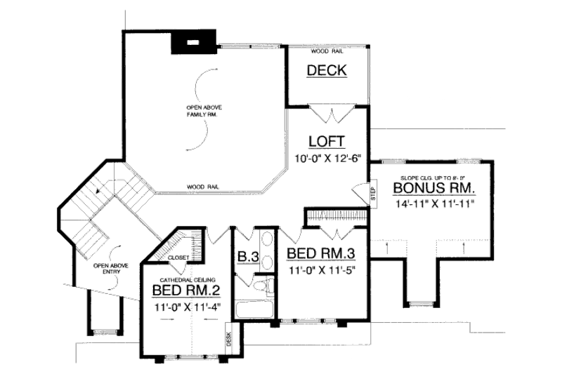 Dream House Plan - Floor Plan - Upper Floor for European House Plan #40-434 - 3 bed, 2.5 bath