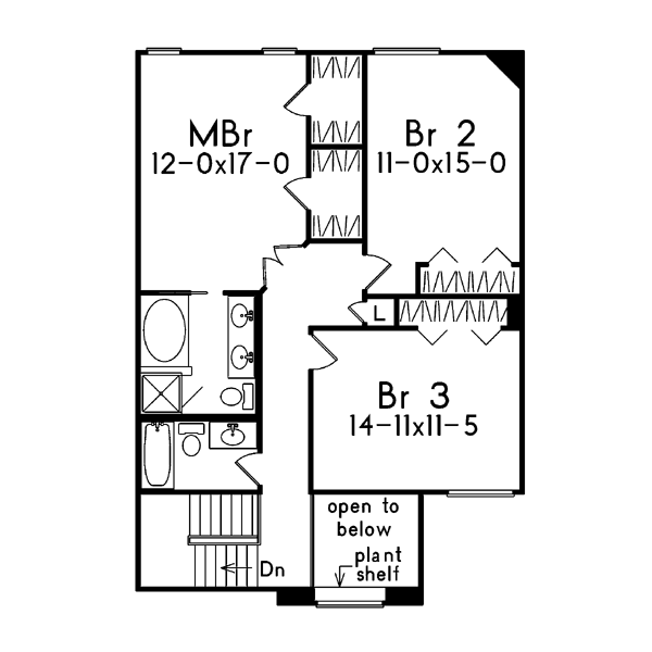 Traditional Floor Plan - Upper Floor Plan #57-145