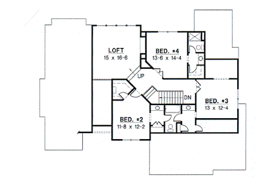 Floor Plan - Upper Floor for Traditional House Plan #67-433 - 4 bed, 3.5 bath