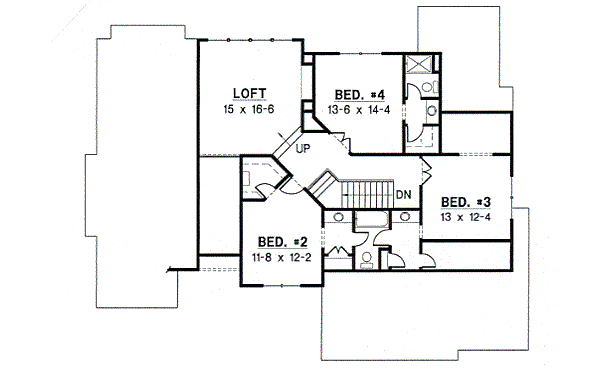 Traditional Floor Plan - Upper Floor Plan #67-433