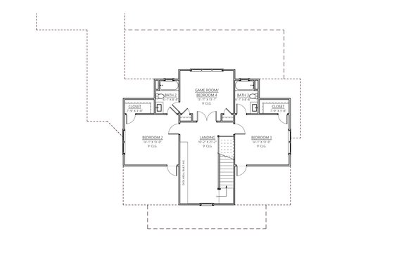 Floor Plan - Upper Floor for Southern House Plan #1094-4 - 4 bed, 3.5 bath
