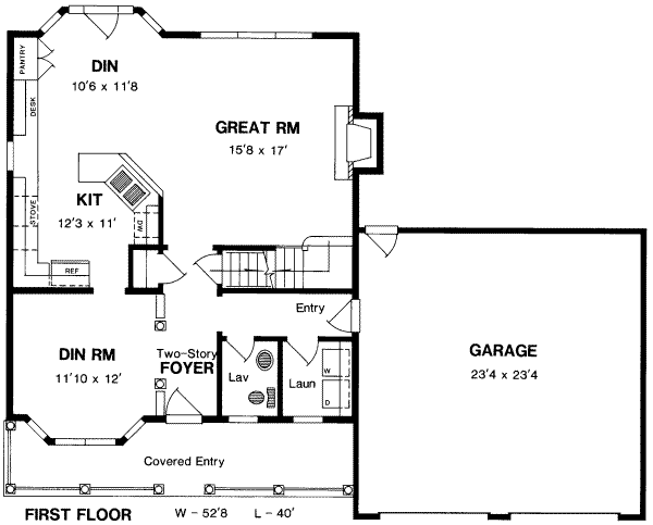 Country Floor Plan - Main Floor Plan #316-113