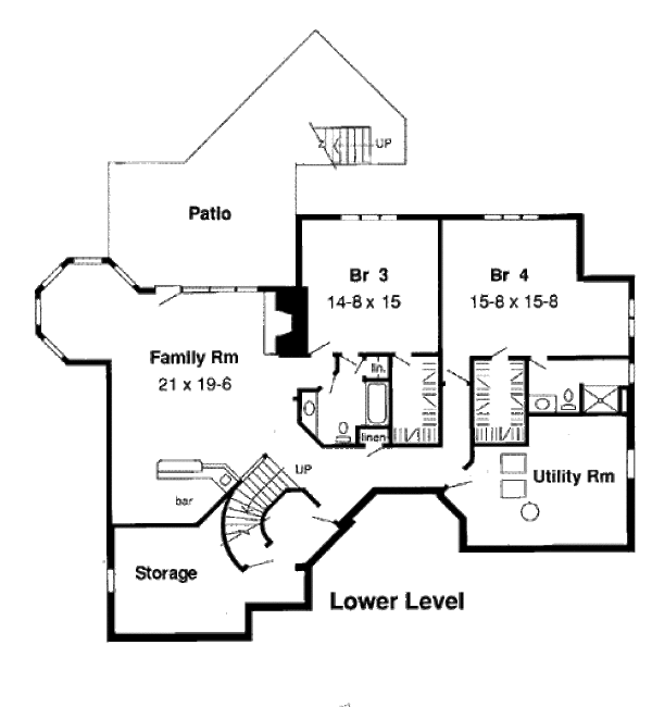 Traditional Floor Plan - Lower Floor Plan #312-589