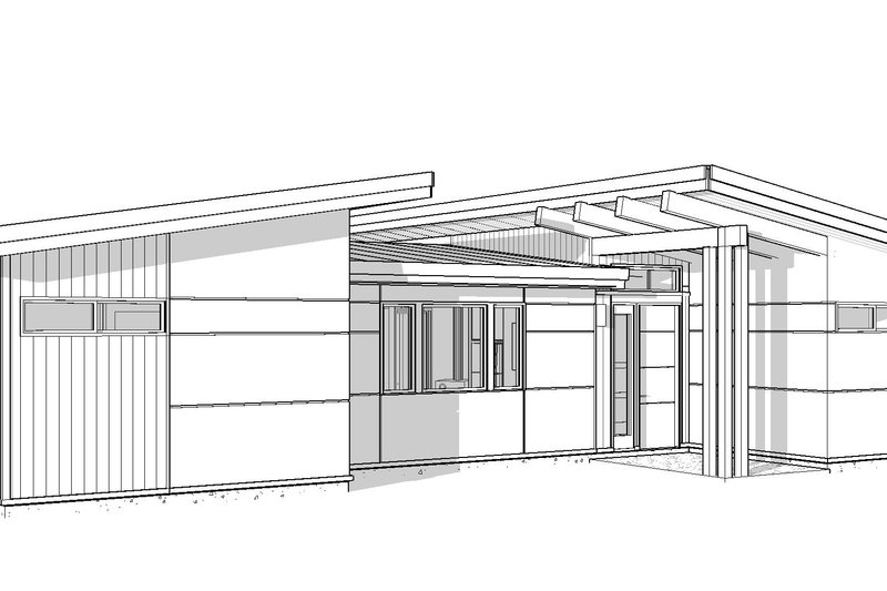 House Blueprint - Exterior - Front Elevation 4 for Modern House Plan #895-157 - 2 bed, 2 bath