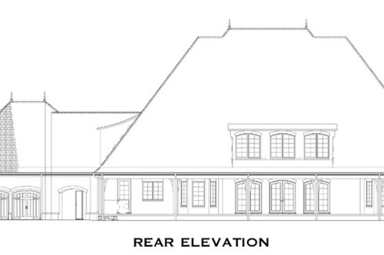 Exterior - Rear Elevation for European House Plan #17-3339 - 4 bed, 5.5 bath
