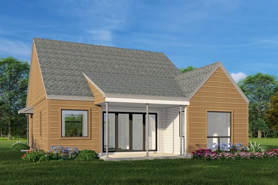 Exterior - Rear Elevation for European House Plan #472-444 - 3 bed, 2 bath