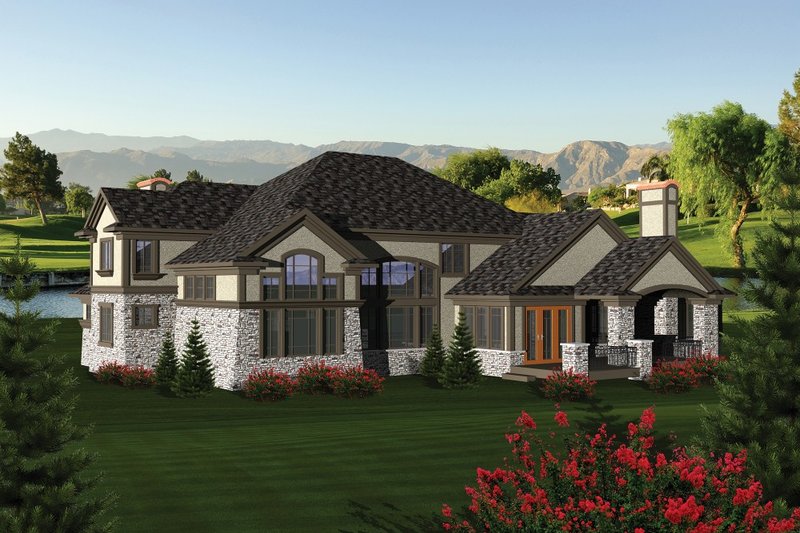 Home Plan - Exterior - Rear Elevation for European House Plan #70-1092 - 4 bed, 2.5 bath