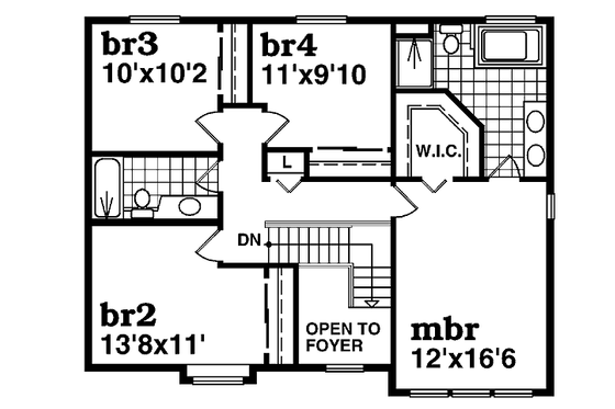 Floor Plan - Upper Floor for Craftsman House Plan #47-356 - 4 bed, 2.5 bath