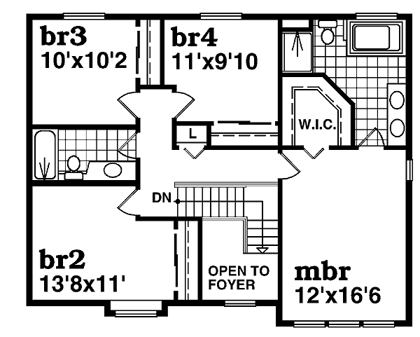 Craftsman Floor Plan - Upper Floor Plan #47-356