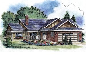 Ranch Exterior - Front Elevation Plan #18-1055