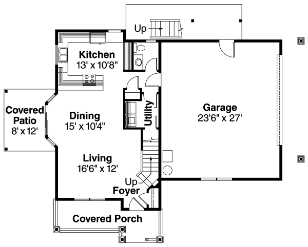 Architectural House Design - Craftsman Floor Plan - Main Floor Plan #124-623