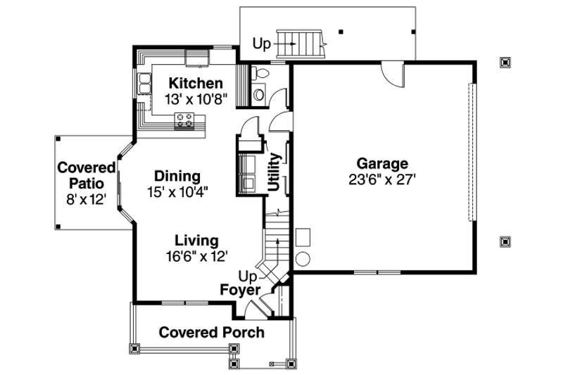 Home Plan - Floor Plan - Main Floor for Craftsman House Plan #124-623 - 3 bed, 2.5 bath