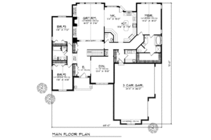 Floor Plan - Main Floor for Traditional House Plan #70-421 - 3 bed, 2.5 bath