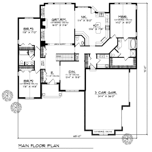 Architectural House Design - Traditional Floor Plan - Main Floor Plan #70-421