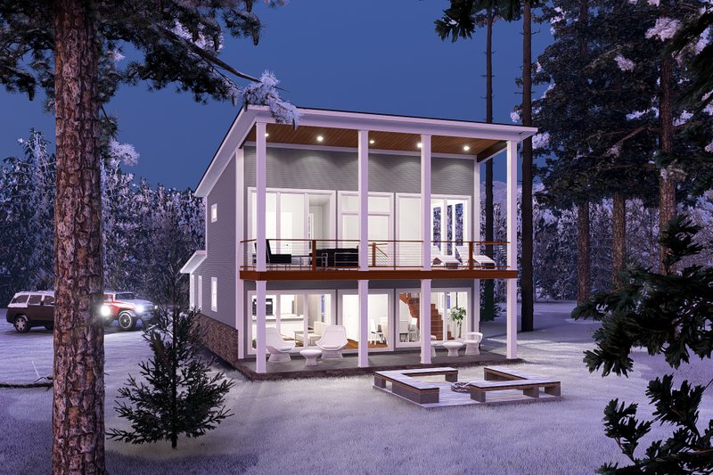 Home Plan - Exterior - Rear Elevation for Modern House Plan #513-2249 - 3 bed, 2 bath