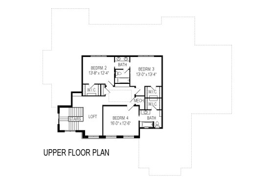 Floor Plan - Upper Floor for Contemporary House Plan #920-72 - 6 bed, 5.5 bath