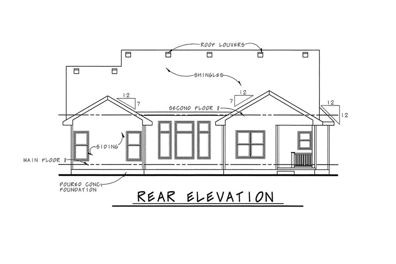 Home Plan - Exterior - Rear Elevation for Bungalow House Plan #20-1756 - 3 bed, 3 bath