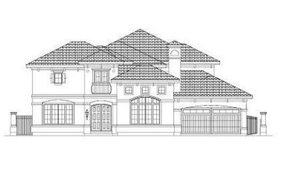 Exterior - Front Elevation for European House Plan #411-848 - 6 bed, 5 bath