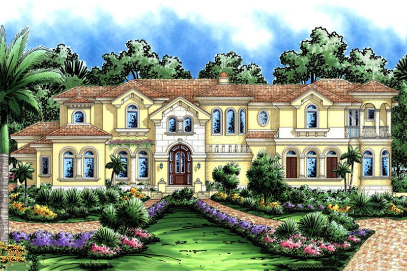 Mediterranean Style House Plan - 4 Beds 7 Baths 8657 Sq/Ft Plan #27-476