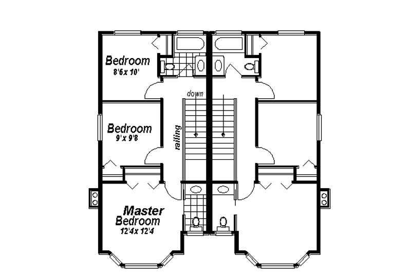 House Blueprint - Floor Plan - Upper Floor for Traditional House Plan #18-2003 - 3 bed, 3 bath