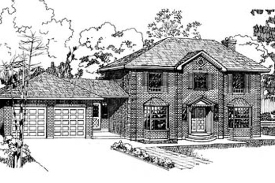 Exterior - Front Elevation for Colonial House Plan #47-131 - 4 bed, 2.5 bath