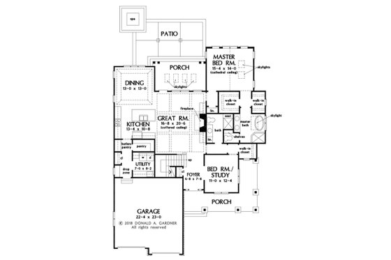 Floor Plan - Main Floor for Cottage House Plan #929-1108 - 4 bed, 3 bath