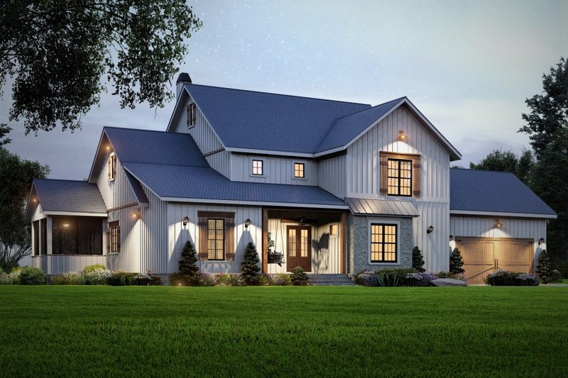 Architectural House Design - Exterior - Front Elevation 5 for Farmhouse House Plan #54-572 - 4 bed, 4.5 bath